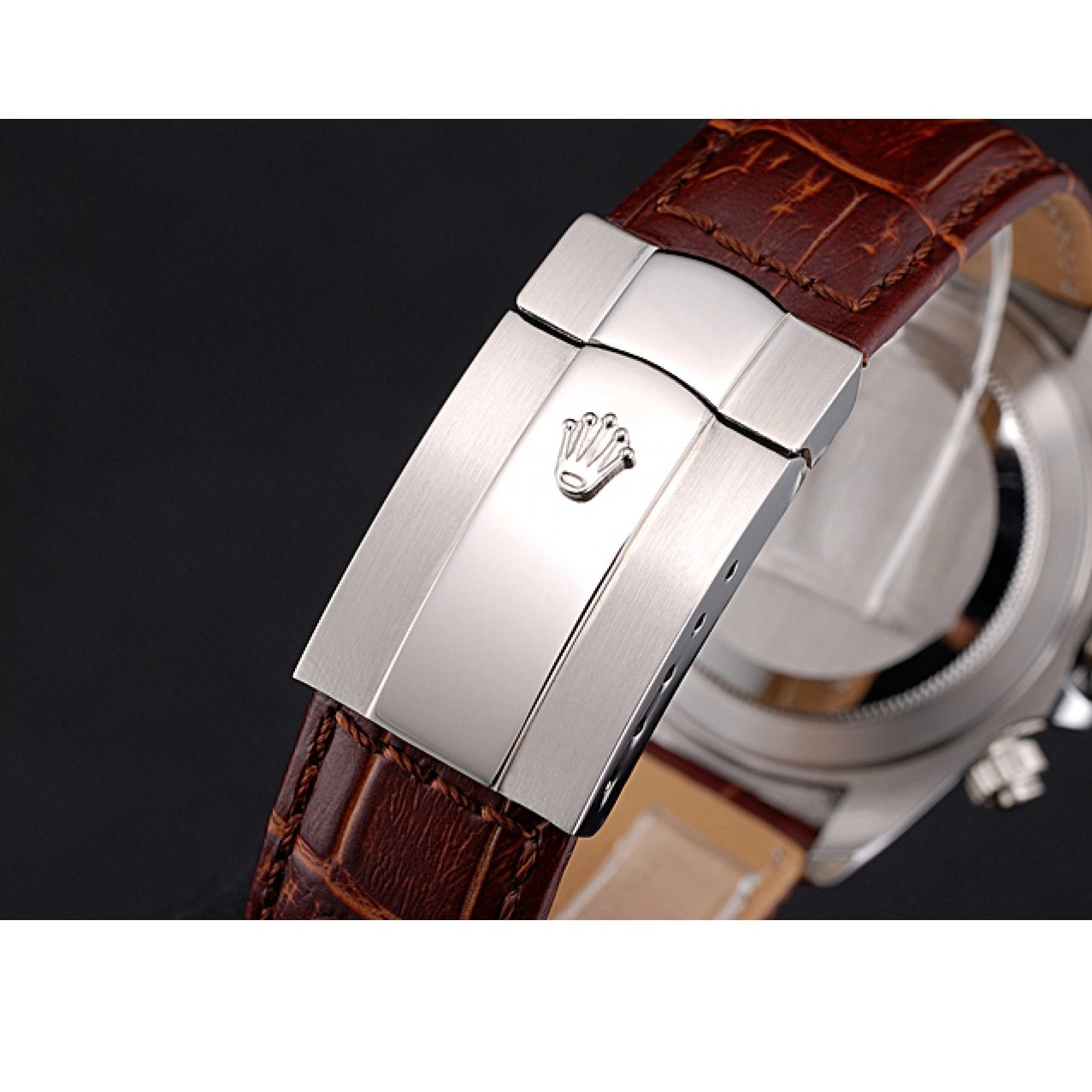 MiroTime 0812 Rolex Daytona Stainless Steel Case White Dial Brown Leather Strap